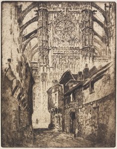 Roosvenster, Beauvais, 1907 door Joseph Pennell